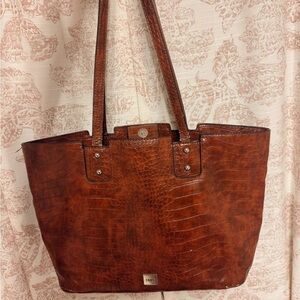 Chaps Croc-Embossed Tan Tote Bag